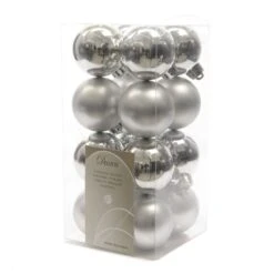 16 Palline Natalizie 40mm Infrangibili Argento
