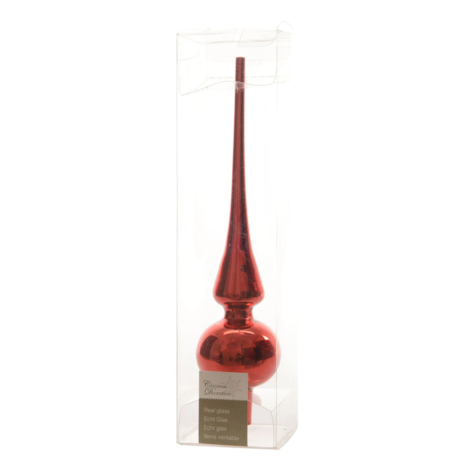 Puntale Albero Natale 26cm In Vetro Rosso 3 Puntale Albero Natale 26cm In Vetro Rosso
