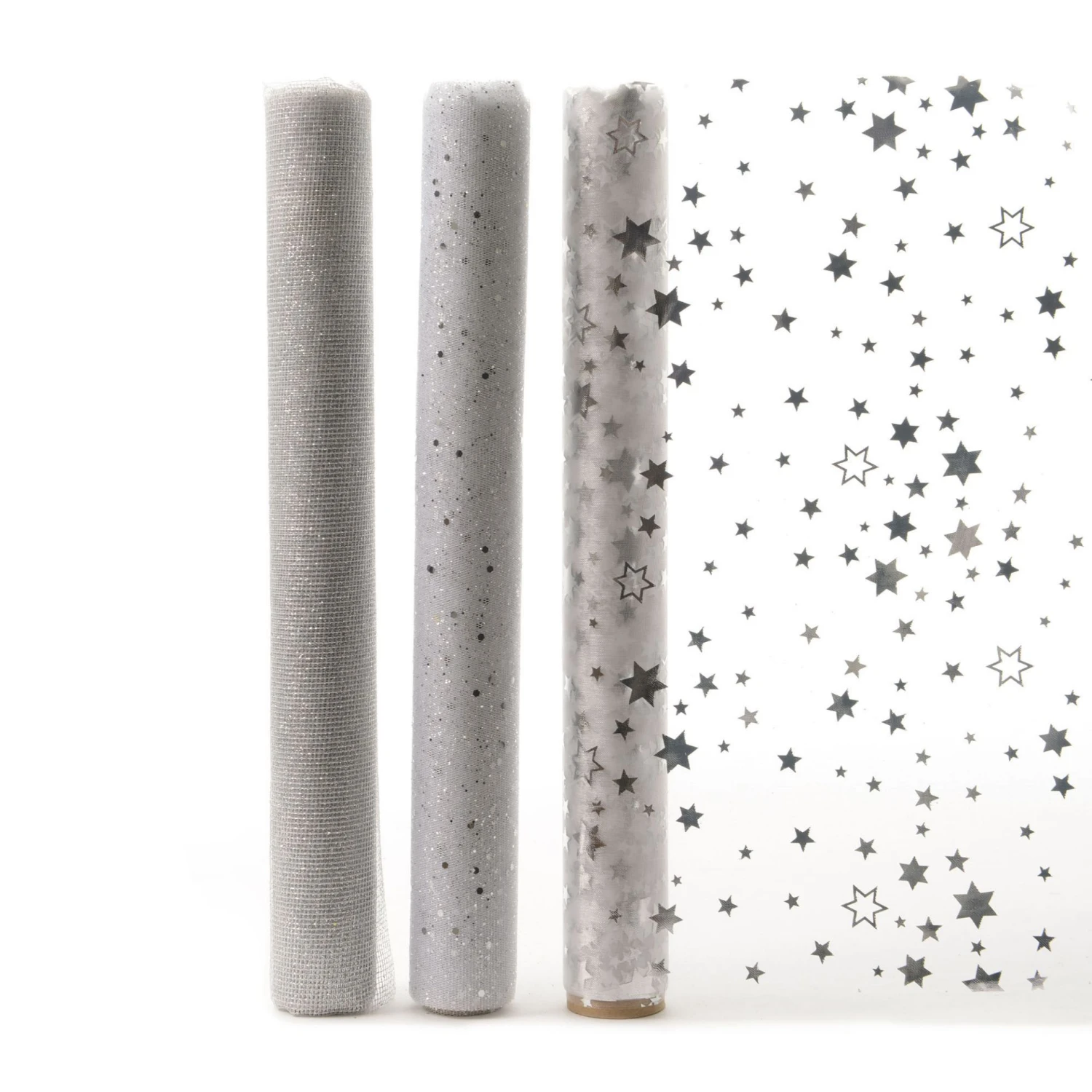 Tessuto Con Glitter E Decorazioni Oro 35x200cm - Argento 3 Tessuto Con Glitter E Decorazioni Oro 35x200cm - Argento