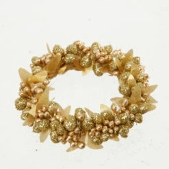 Centrotavola Con Bacche E Portacandela 11cm - Gold