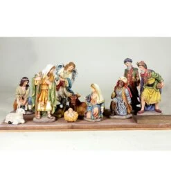 Natività In Resina 16cm Multicolor Gold Set 11 Pz.
