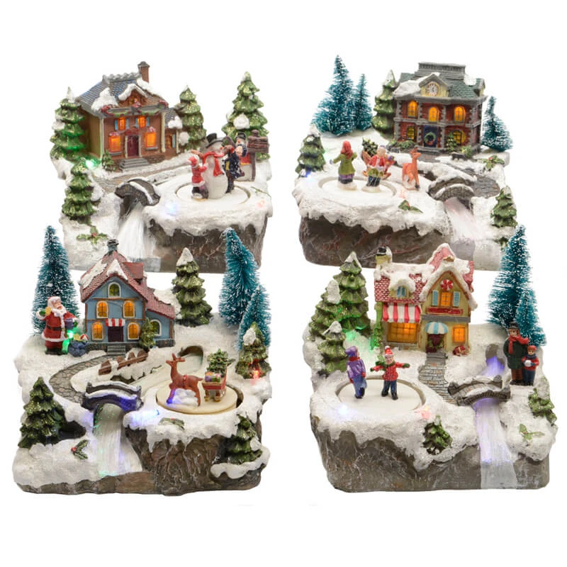 Scena Natalizia Villaggio LED In Fibra Ottica In Movimento 3 Scena Natalizia Villaggio LED In Fibra Ottica In Movimento