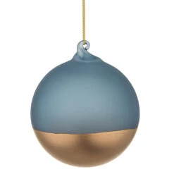 Pallina Natalizia 80mm In Vetro Ground Blu Opaco