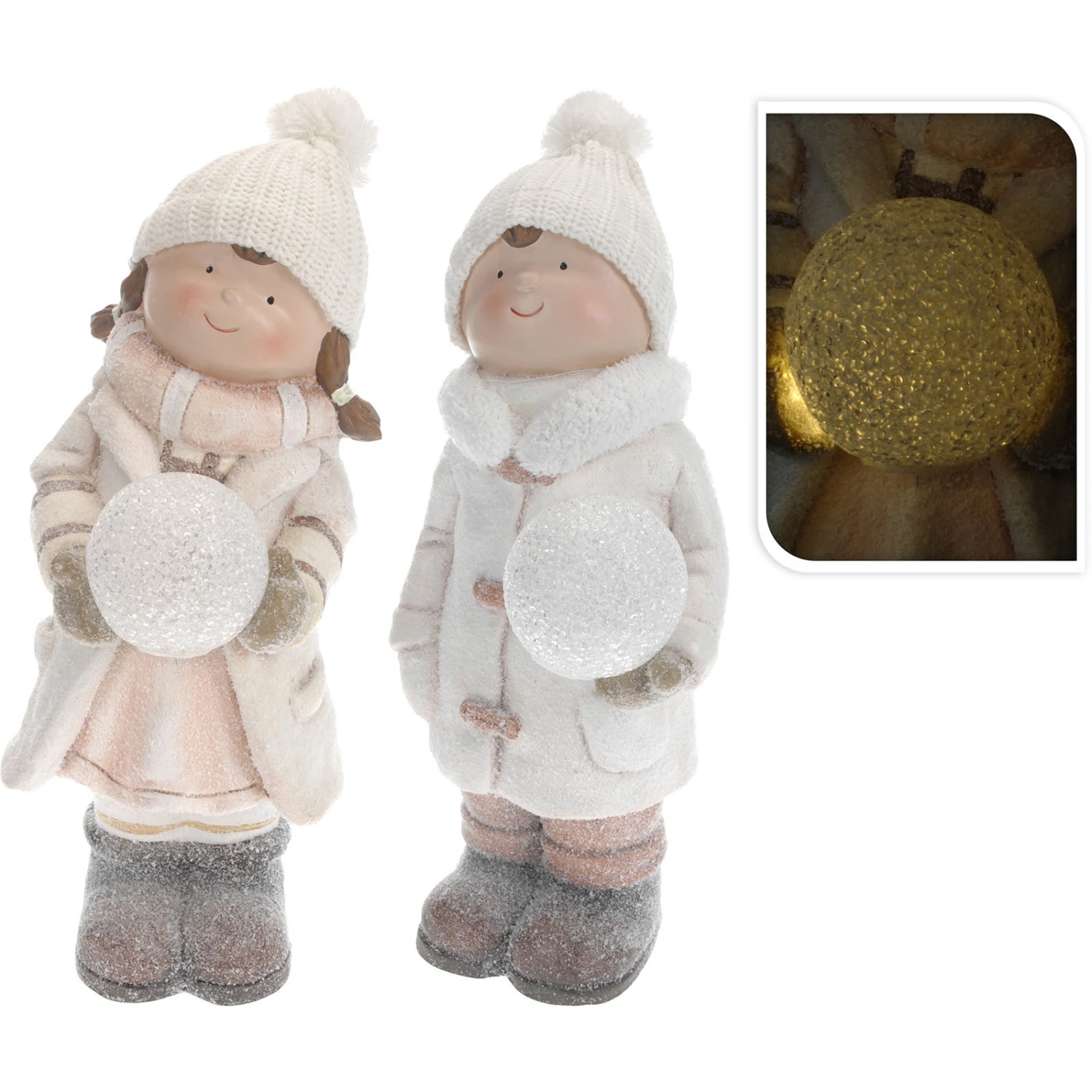 Bimbo Resina Con Sfera LED Bianco Caldo 3 Bimbo Resina Con Sfera LED Bianco Caldo