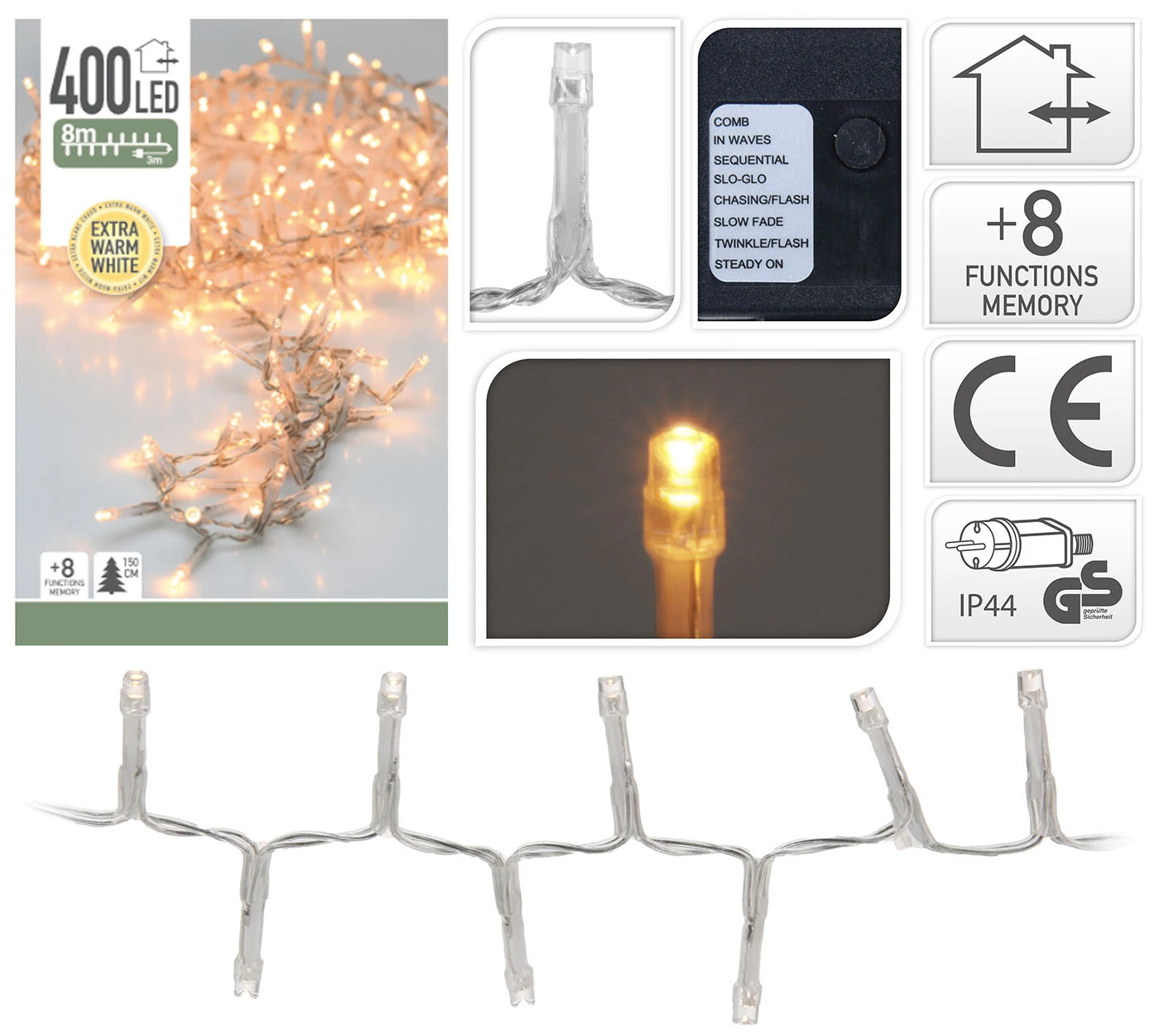 Luci Di Natale 400 Led Extra - Luce Calda 3 Luci Di Natale 400 Led Extra - Luce Calda
