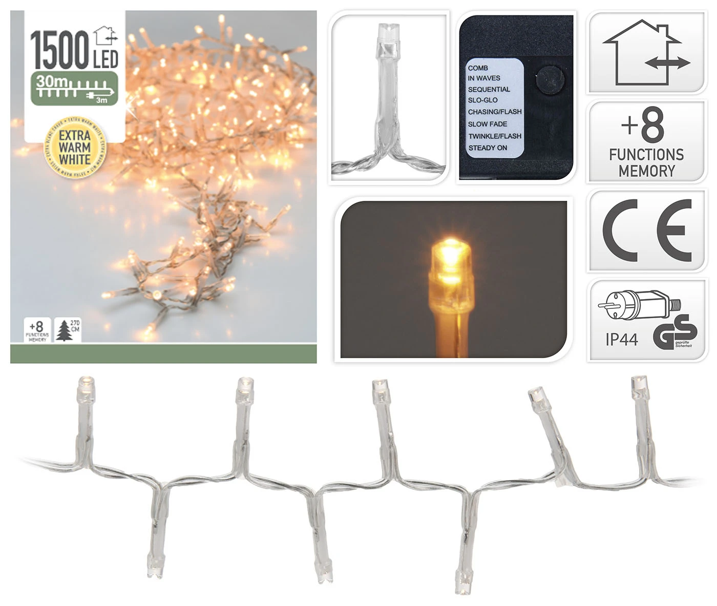 Luci Di Natale 1500 Led Extra - Luce Calda 3 Luci Di Natale 1500 Led Extra - Luce Calda