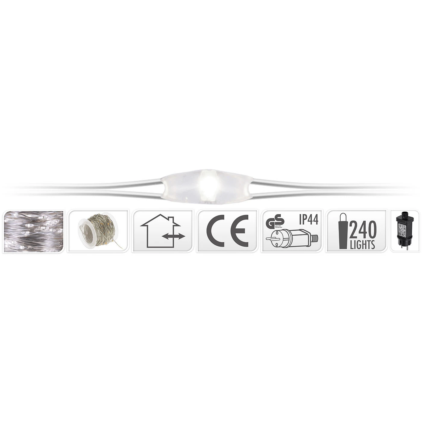 Luci Di Natale Con Cavo Di Metallo 240 MicroLed - Luce Fredda 3 Luci Di Natale Con Cavo Di Metallo 240 MicroLed - Luce Fredda