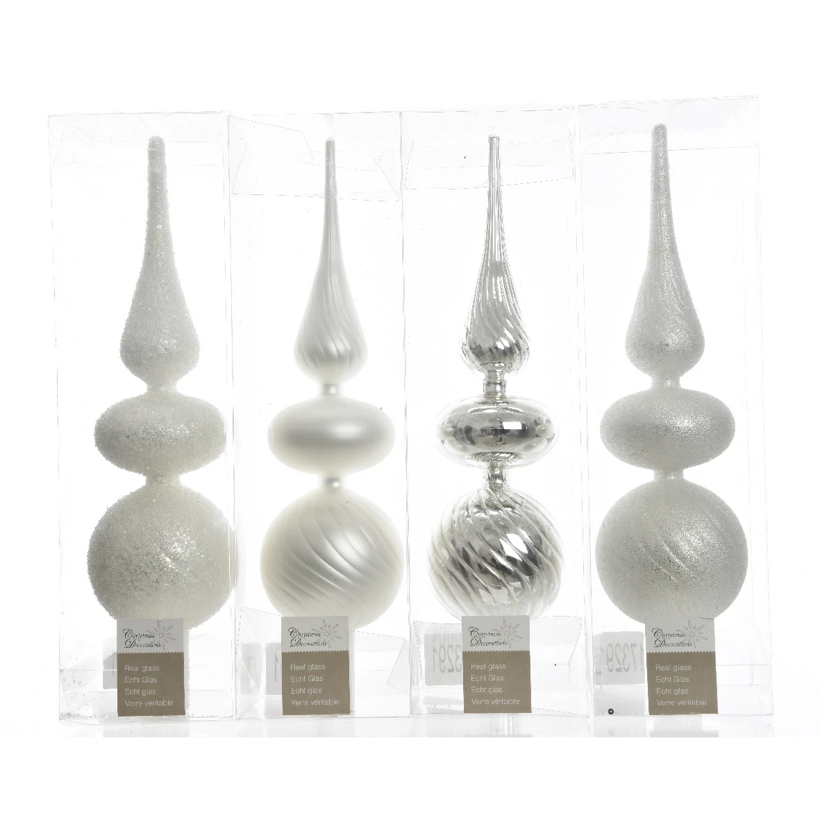 Puntale In Vetro 32 Cm Argento 3 Puntale In Vetro 32 Cm Argento