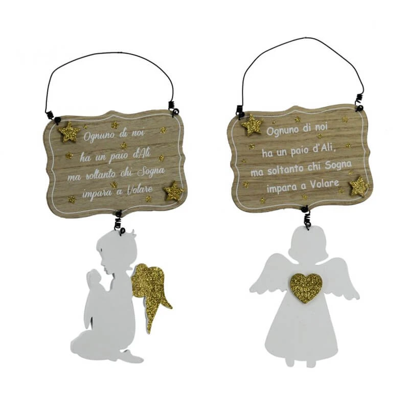 Targhetta In Legno Dream Con Angelo 3 Targhetta In Legno Dream Con Angelo
