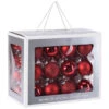 Set 60 Sfere In Vetro Rosso Lucido, Opaco, Glitter