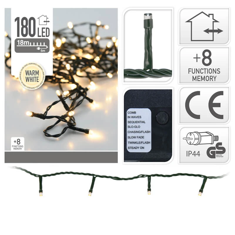 Luci Di Natale 180 Led - Luce Calda 3 Luci Di Natale 180 Led - Luce Calda