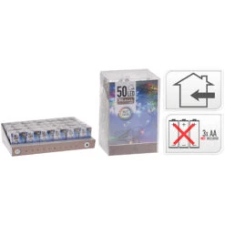50 Led Multicolor Batteria, Filo Trasparente, Uso Interno