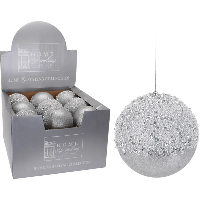 Pallina Natalizia 150mm Glitter Argento 3 Pallina Natalizia 150mm Glitter Argento