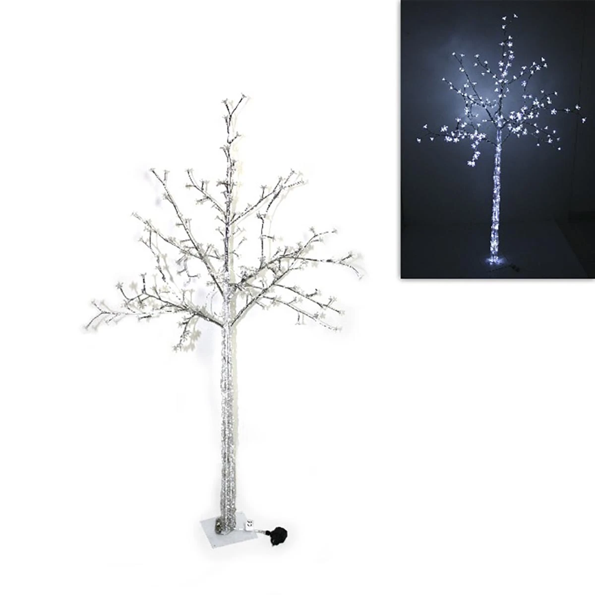 Albero Luminoso Con Fiori 160cm Luce Fredda 192 LED 3 Albero Luminoso Con Fiori 160cm Luce Fredda 192 LED