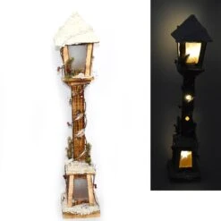 Lampione In Legno Con Luci 85 Cm