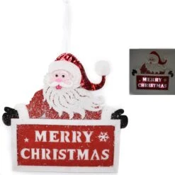 Babbo Natale Con Cartello Luminoso Merry Christmas
