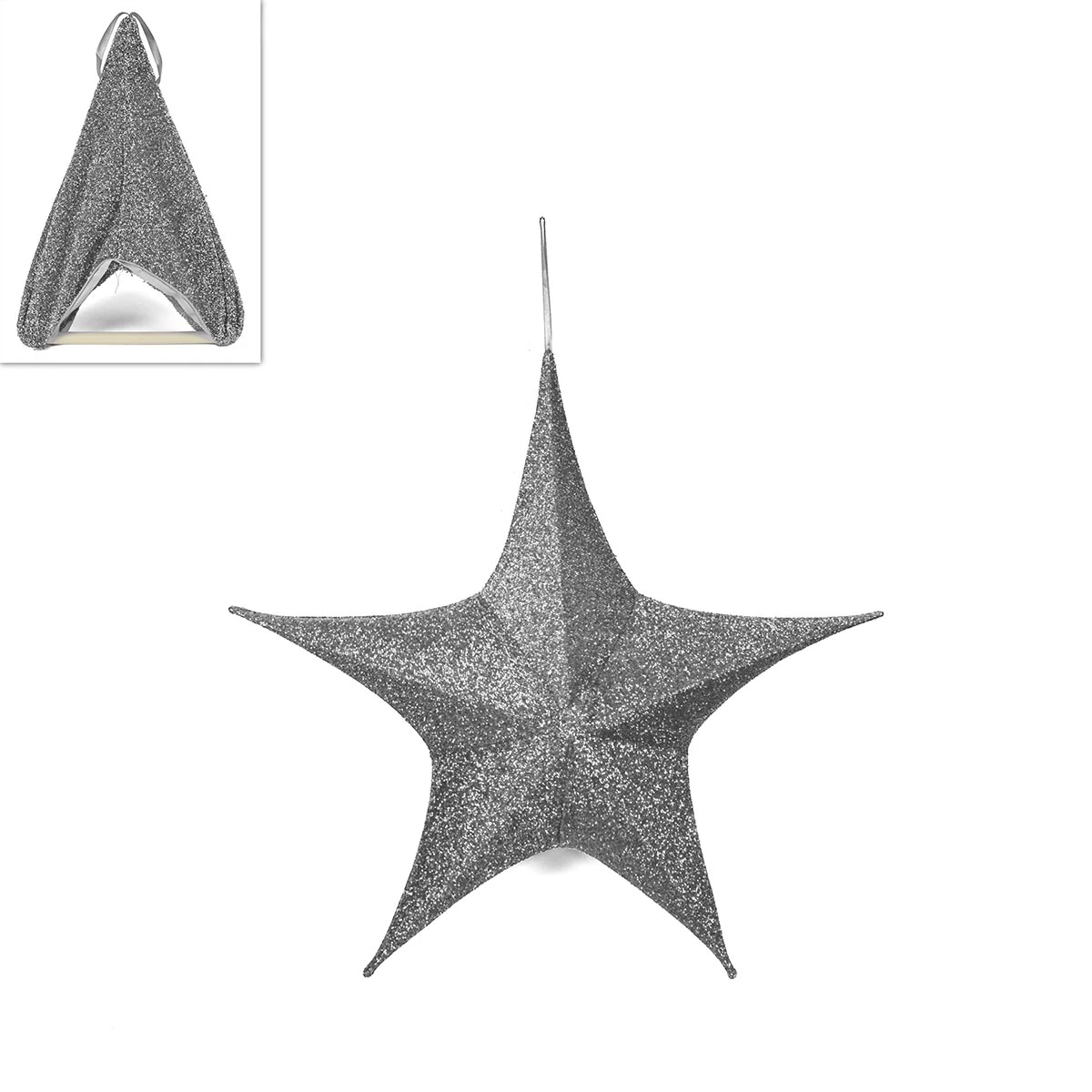 Addobbo Natalizio Stella Argento 40cm 3 Addobbo Natalizio Stella Argento 40cm