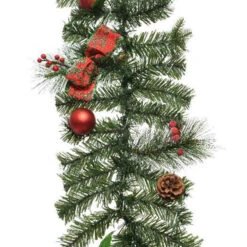 Ghirlanda Natalizia Con Decorazioni Rosse 180 Cm