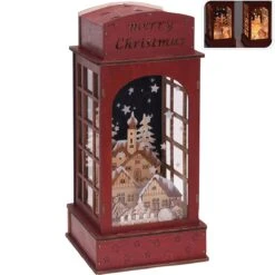 Lanterna In Legno Con LED E Scenetta Natalizia