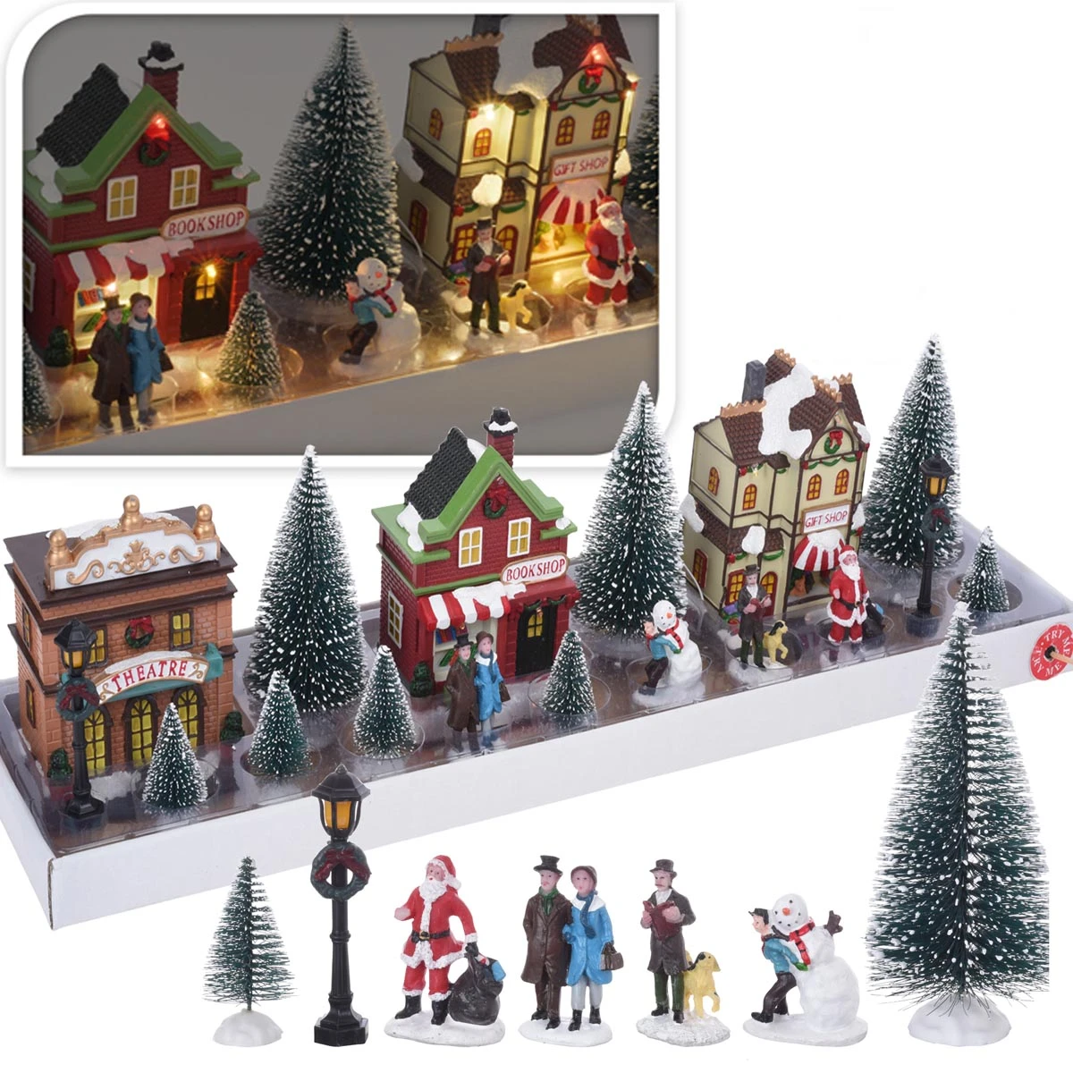 Villaggio Natalizio Con Luci LED - 17 Pezzi 3 Villaggio Natalizio Con Luci LED - 17 Pezzi
