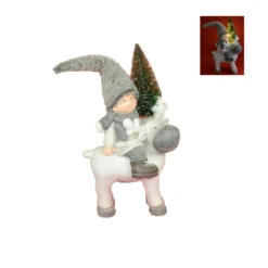 Statua Bimbi Su Renna 60cm