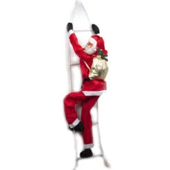Babbo Natale Su Scala 160 Cm