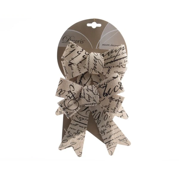 Addobbo Natalizio Set 2 Fiocchi 14x18cm Crema 3 Addobbo Natalizio Set 2 Fiocchi 14x18cm Crema