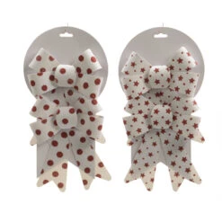 Addobbo Natalizio Fiocchi Bianchi Con Decori Rossi