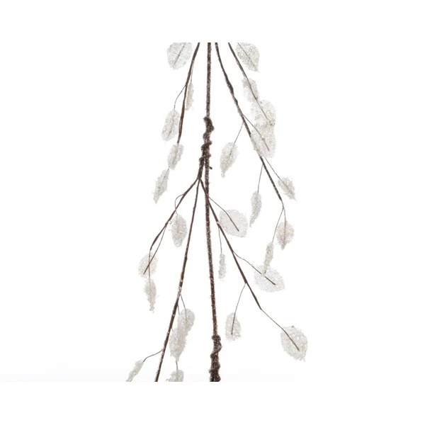 Addobbo Floreale Ramo Con Foglie E Strass 110cm Bianco 3 Addobbo Floreale Ramo Con Foglie E Strass 110cm Bianco