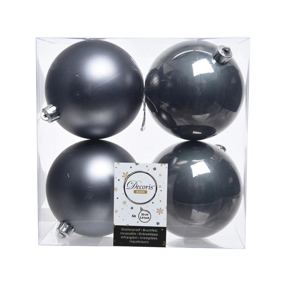 4 Palline Natalizie 100mm Grigie 3 4 Palline Natalizie 100mm Grigie