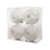 4 Palline Natalizie 80mm Trasparente Con Glitter -Forniture Natalizie Negozio 0056068 4 palline natalizie 80mm trasparente con glitter