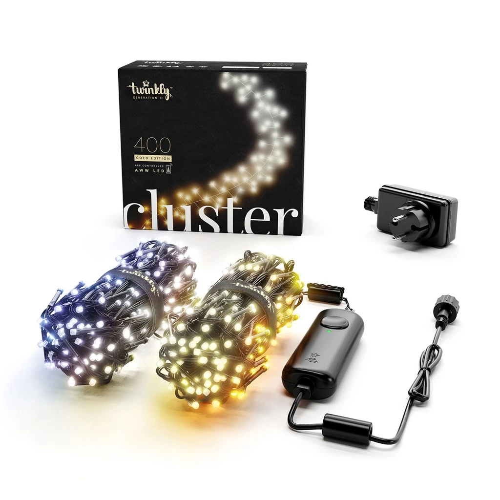 Twinkly Cluster Gold Edition Catena 400 LED Ambrato E Bianco AWW 6 Twinkly Cluster Gold Edition Catena 400 LED Ambrato E Bianco AWW - immagine 5
