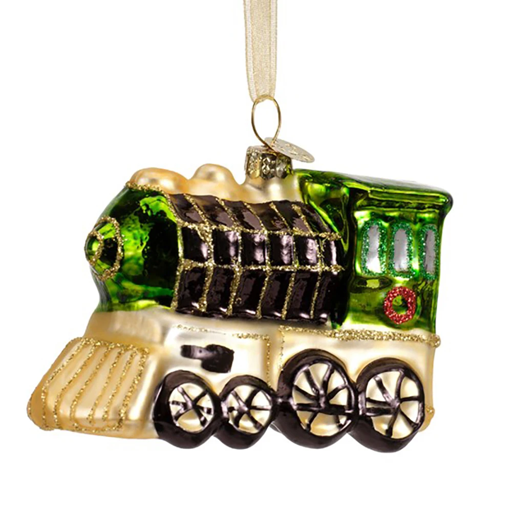 Addobbo Natalizio Treno Vetro Glitter 4 Addobbo Natalizio Treno Vetro Glitter - immagine 2