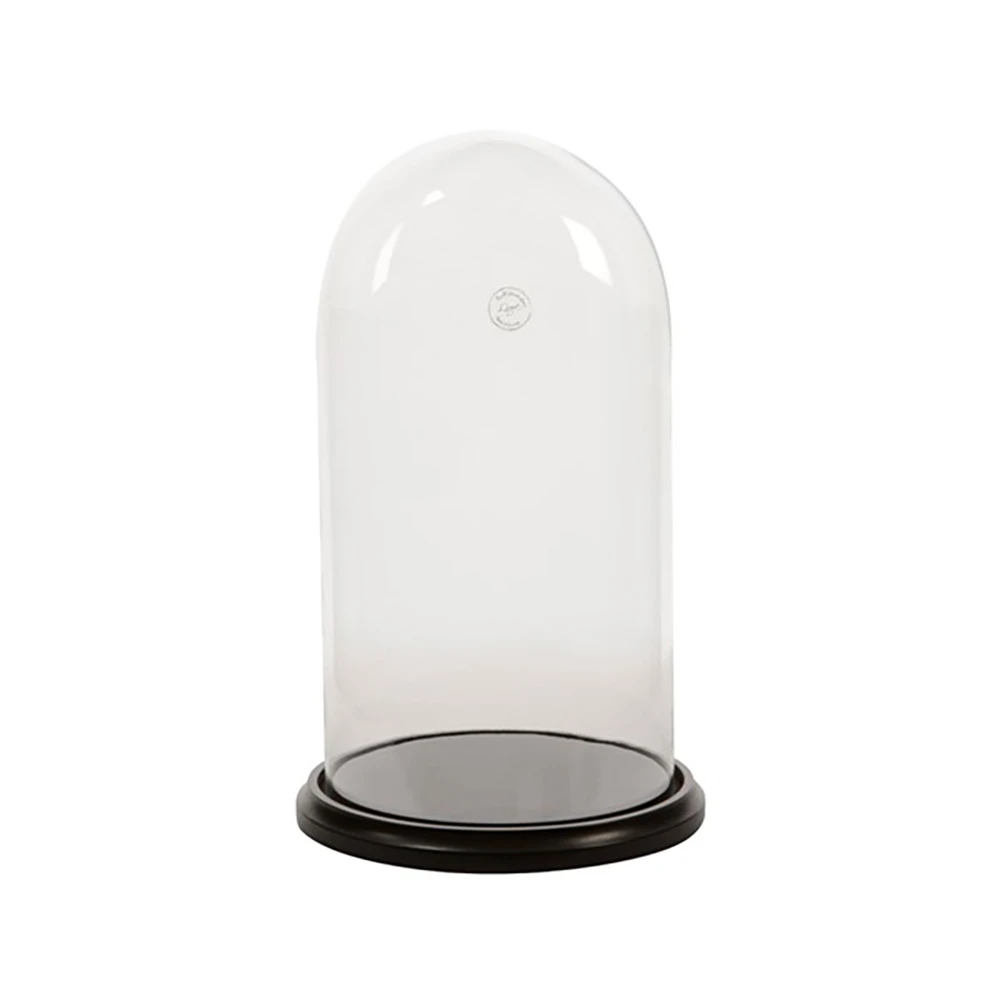 Campana Vetro Con Base Legno 45cm 3 Campana Vetro Con Base Legno 45cm