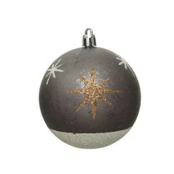 Pallina Natalizia 80mm Infrangibile Grigia Con Decorazione