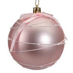 Pallina Natalizia 80mm Infrangibile Rosa Cipria Con Decorazione -Forniture Natalizie Negozio 0057057 pallina natalizia 80mm infrangibile rosa cipria con decorazione