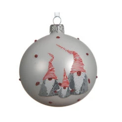 Pallina Natalizia 80mm In Vetro Con Decorazione Gnomi -Forniture Natalizie Negozio 0057069 pallina natalizia 80mm in vetro con decorazione gnomi