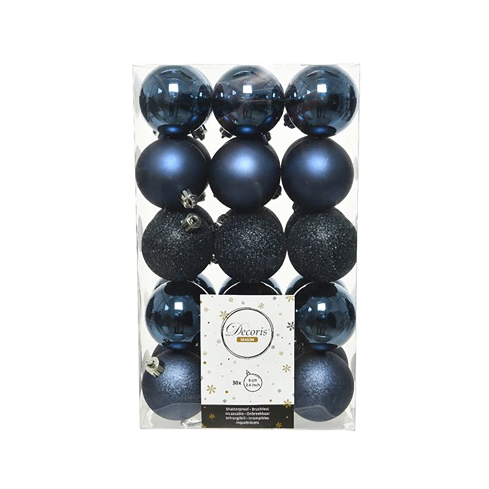 30 Palline Natalizie 60mm Infrangibili Blu Notte 3 30 Palline Natalizie 60mm Infrangibili Blu Notte