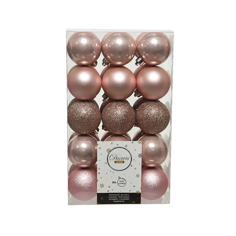 30 Palline Natalizie 60mm Infrangibili Rosa Cipria 3 30 Palline Natalizie 60mm Infrangibili Rosa Cipria
