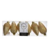 6 Addobbi Natalizi Pigne 80mm Infrangibili Oro