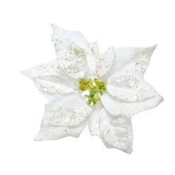 Addobbo Floreale Stella Di Natale 20cm Bianca