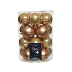 20 Palline Natalizie 60mm In Vetro Caramello