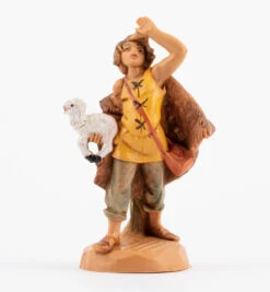 Pastore Con Pecora In Braccio Per Presepe 6,5cm