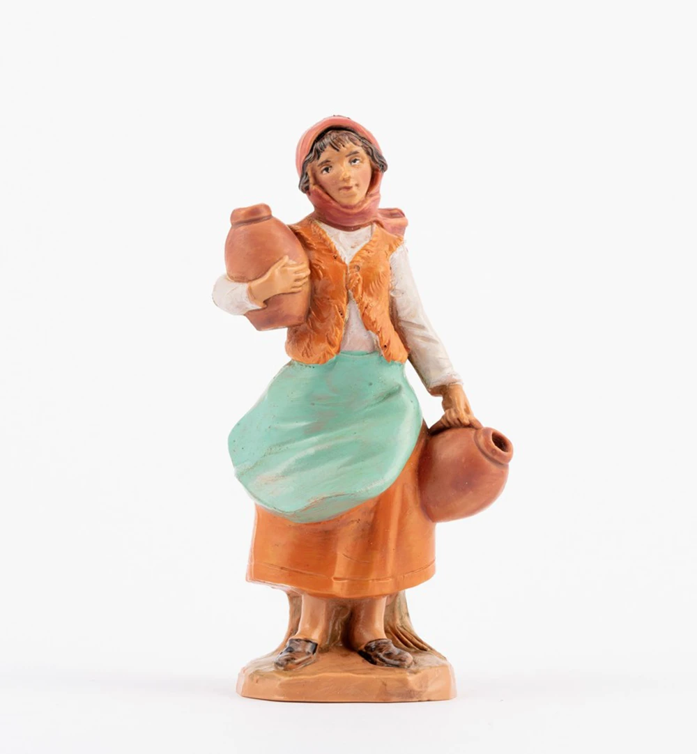 Pastorella Con Brocche Per Presepe 9,5cm 3 Pastorella Con Brocche Per Presepe 9,5cm