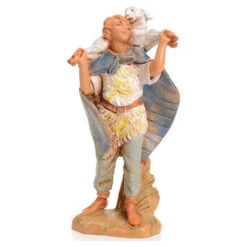 Pastore Con Pecora Sulle Spalle Per Presepe 9,5cm