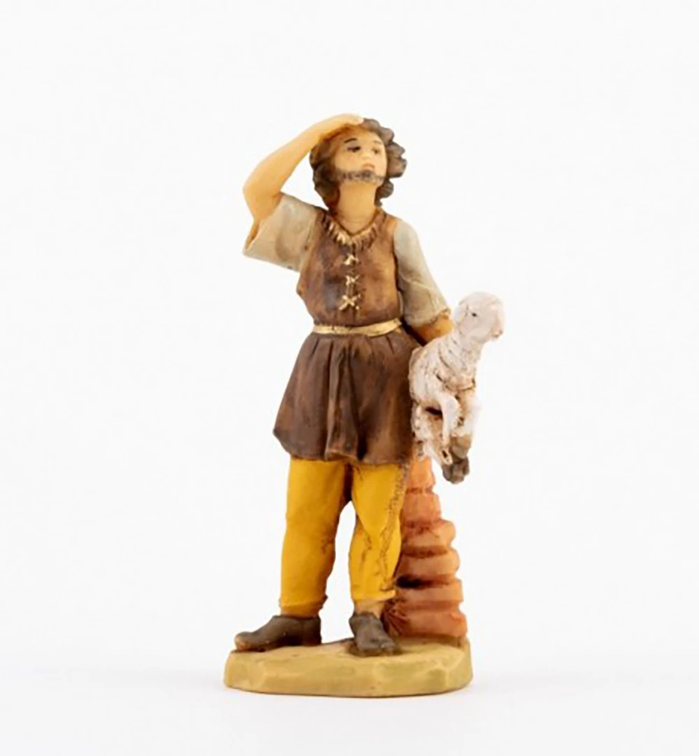 Pastore Con Pecora In Braccio Per Presepe 9,5cm 3 Pastore Con Pecora In Braccio Per Presepe 9,5cm