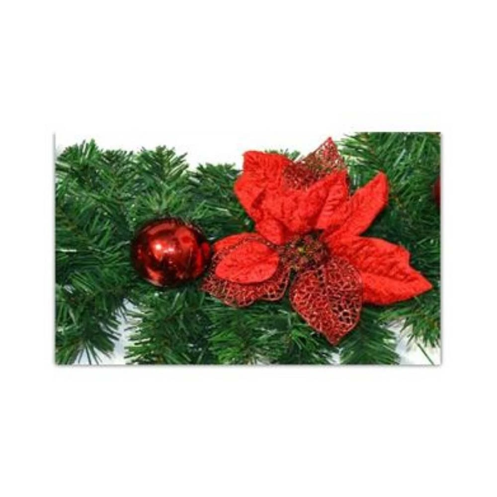 Ghirlanda Natalizia Con Decorazioni Rosse 200cm 3 Ghirlanda Natalizia Con Decorazioni Rosse 200cm