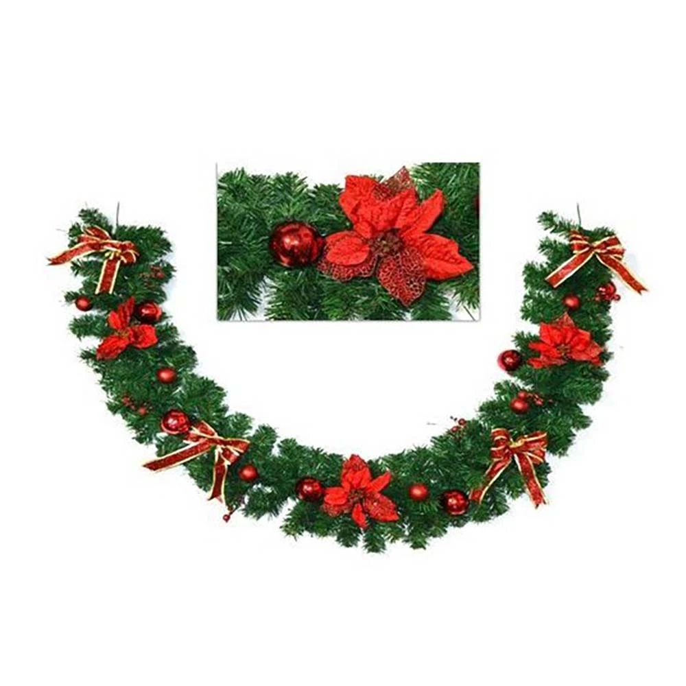 Ghirlanda Natalizia Con Decorazioni Rosse 200cm 4 Ghirlanda Natalizia Con Decorazioni Rosse 200cm - immagine 2