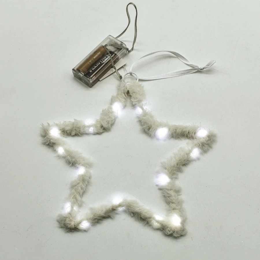 Stella In Bambagia Bianca Con 15 Nano LED Luce Fredda A Batteria 3 Stella In Bambagia Bianca Con 15 Nano LED Luce Fredda A Batteria