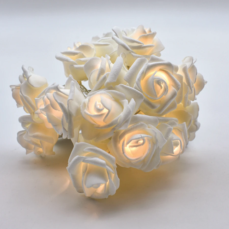 Catena Luminosa Con 20 Roselline Bianche LED A Batteria 3 Catena Luminosa Con 20 Roselline Bianche LED A Batteria